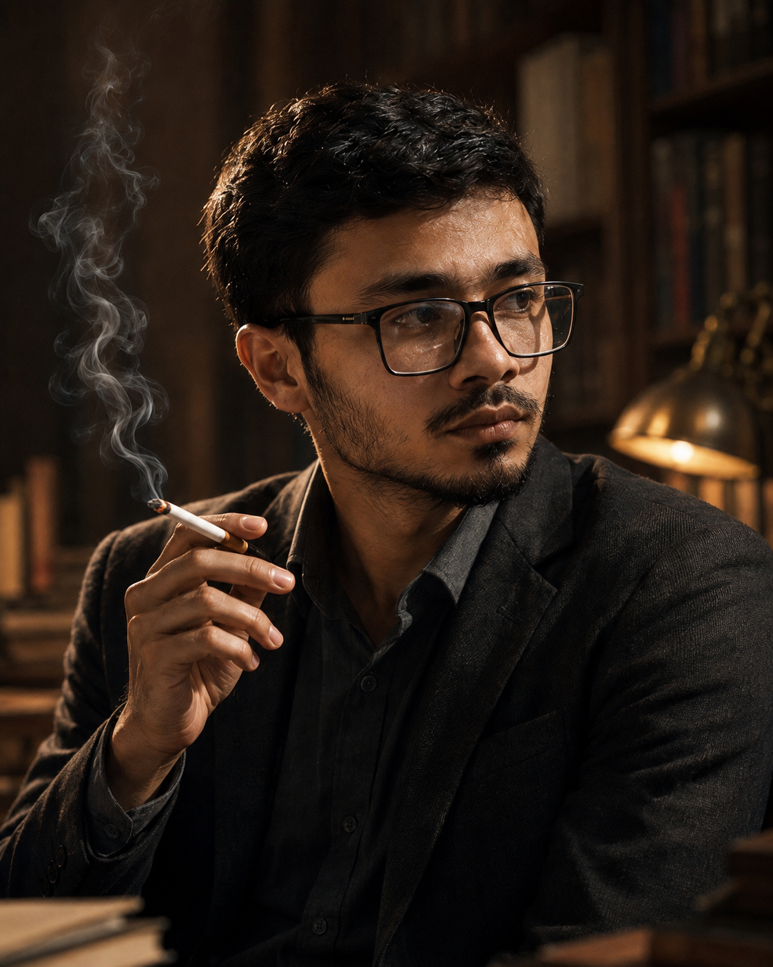Syed Muhammad Hur Jaffri in a library