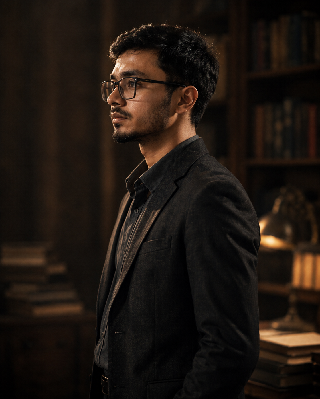 Syed Muhammad Hur Jaffri standing in a dark suit